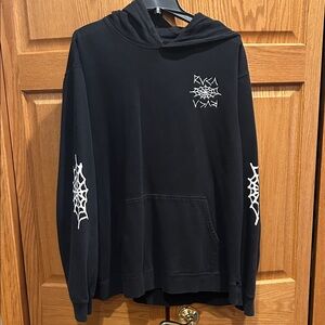 RVCA Black Hoodie with White Web Design